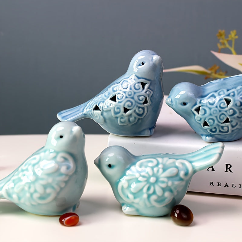 2-Piece Ceramic Bird & Duck Statue Set | Versatile Home & Office Decor for Shelves & Cabinets