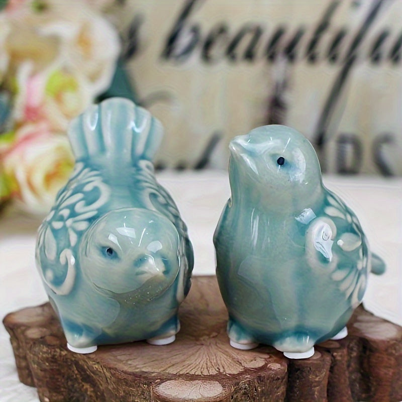 2-Piece Ceramic Bird & Duck Statue Set | Versatile Home & Office Decor for Shelves & Cabinets
