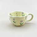 Hand-Pinched Irregular Flower Ceramic Cup | Korean-Style Oatmeal Breakfast Mug