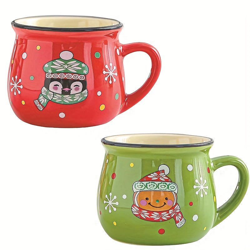2pcs/4pcs Parent-Child Ceramic Cups – Christmas Family Set for Mousse, Coffee & Breakfast