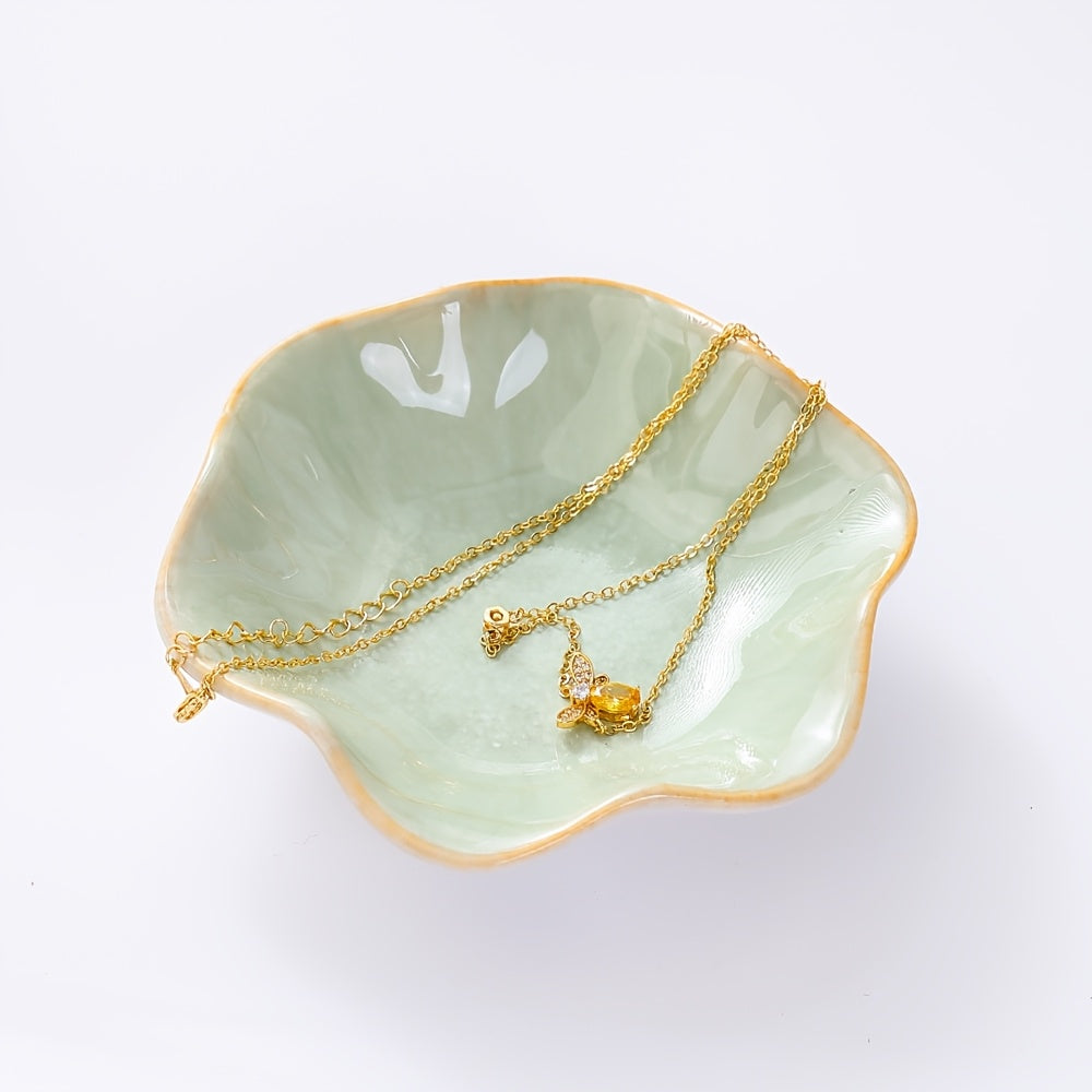 Elegant Ceramic Flower Plate | Jewelry & Trinket Dish for Dresser, Bathroom & Desk