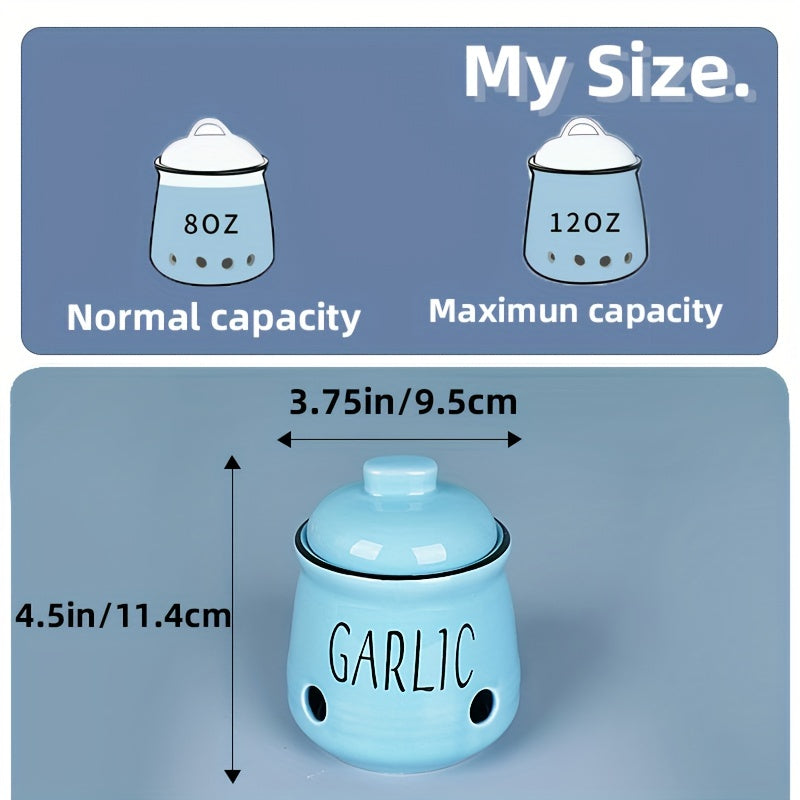 Ceramic Garlic Storage Container with Lid | Countertop Garlic Preservation Box for Kitchen