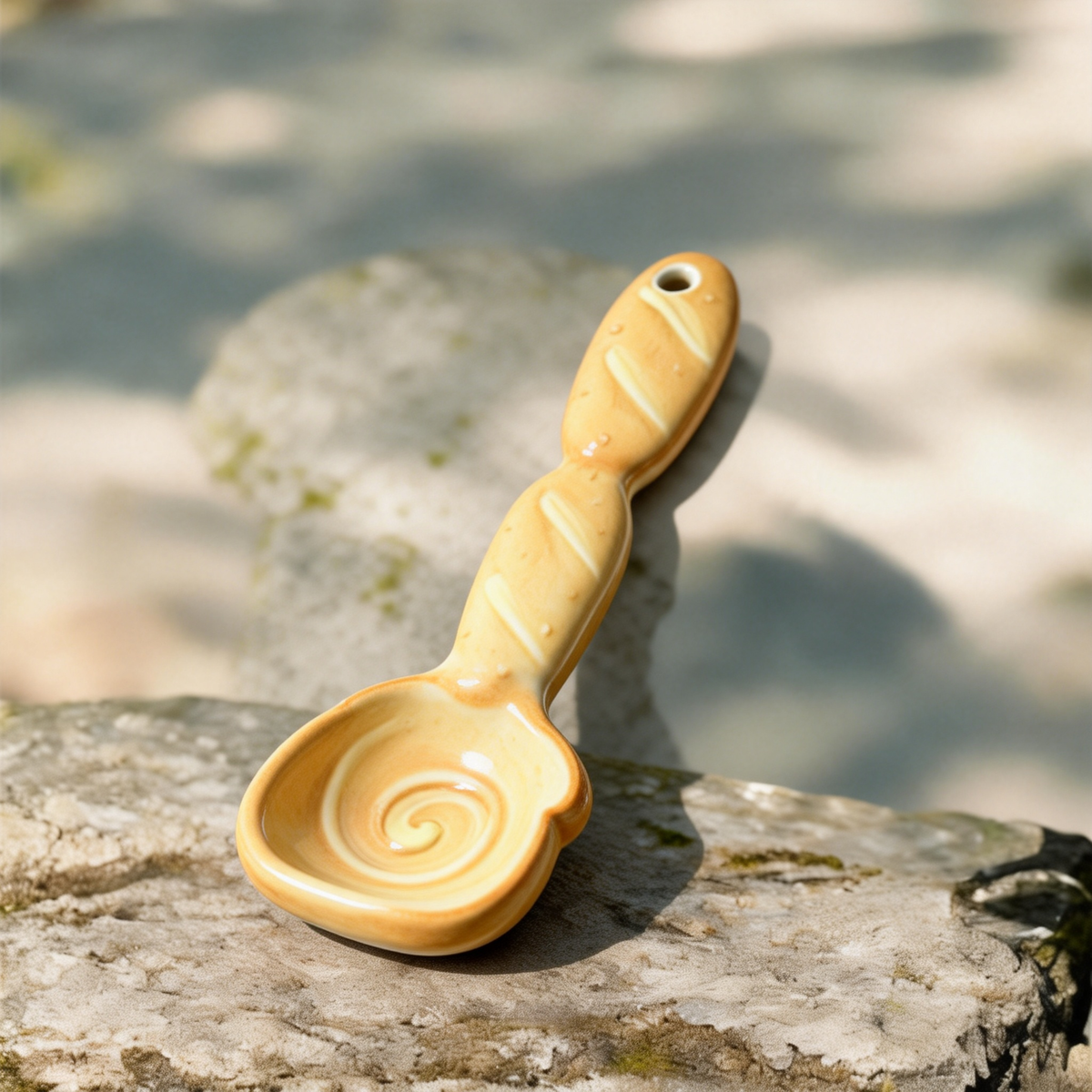 Cute Twisted Bread Ceramic Spoon - 16cm Kawaii Pastry Dessert Spoon for Coffee, Tea, and Appetizers