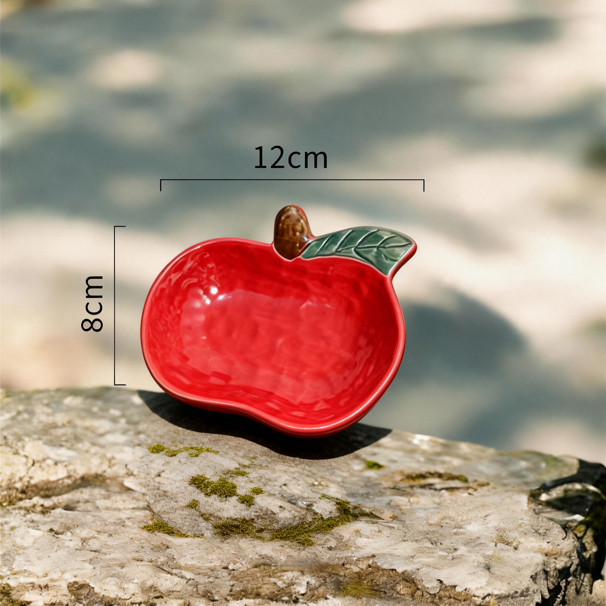 Ceramic Apple Shaped Dipping Bowl - 12cm Cute Fruit Design Sauce Dish for Soy Sauce, Vinegar, and Condiments