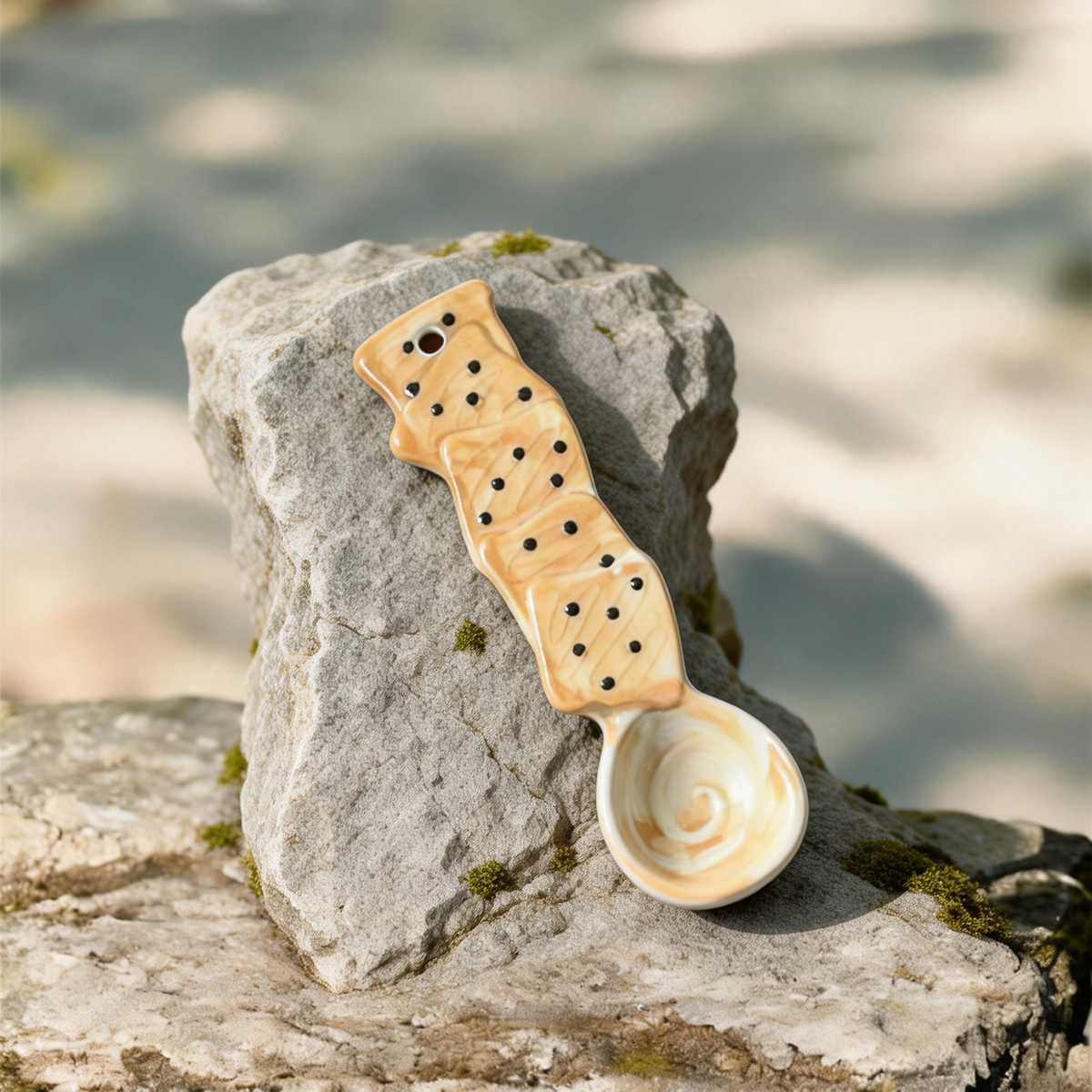 Cute Biscuit Ceramic Spoon - 16cm Kawaii Cookie Dessert Spoon for Coffee, Tea, and Appetizers