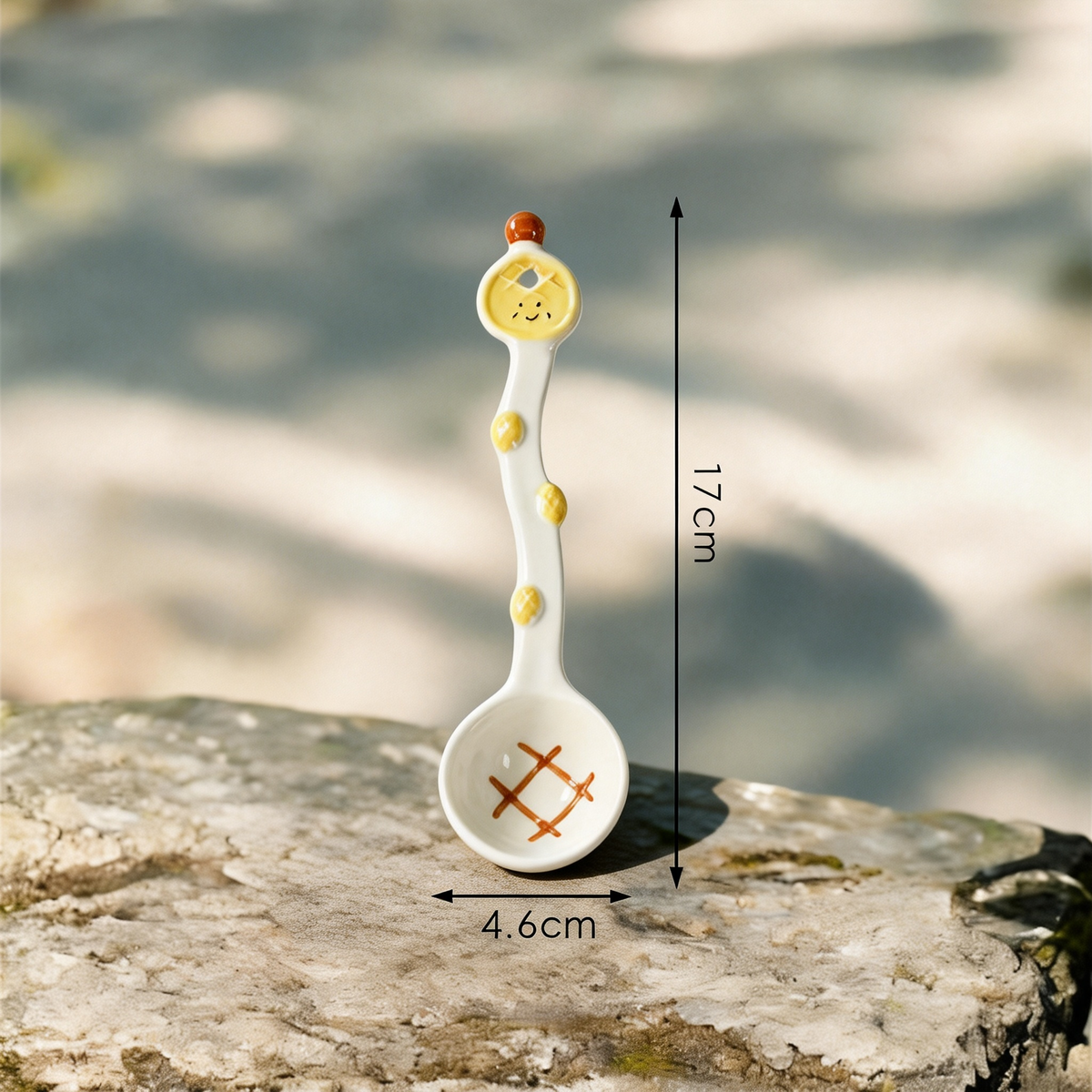 Cute Baguette Ceramic Spoon - 17cm Kawaii Bread Dessert Spoon for Coffee, Tea, and Appetizers