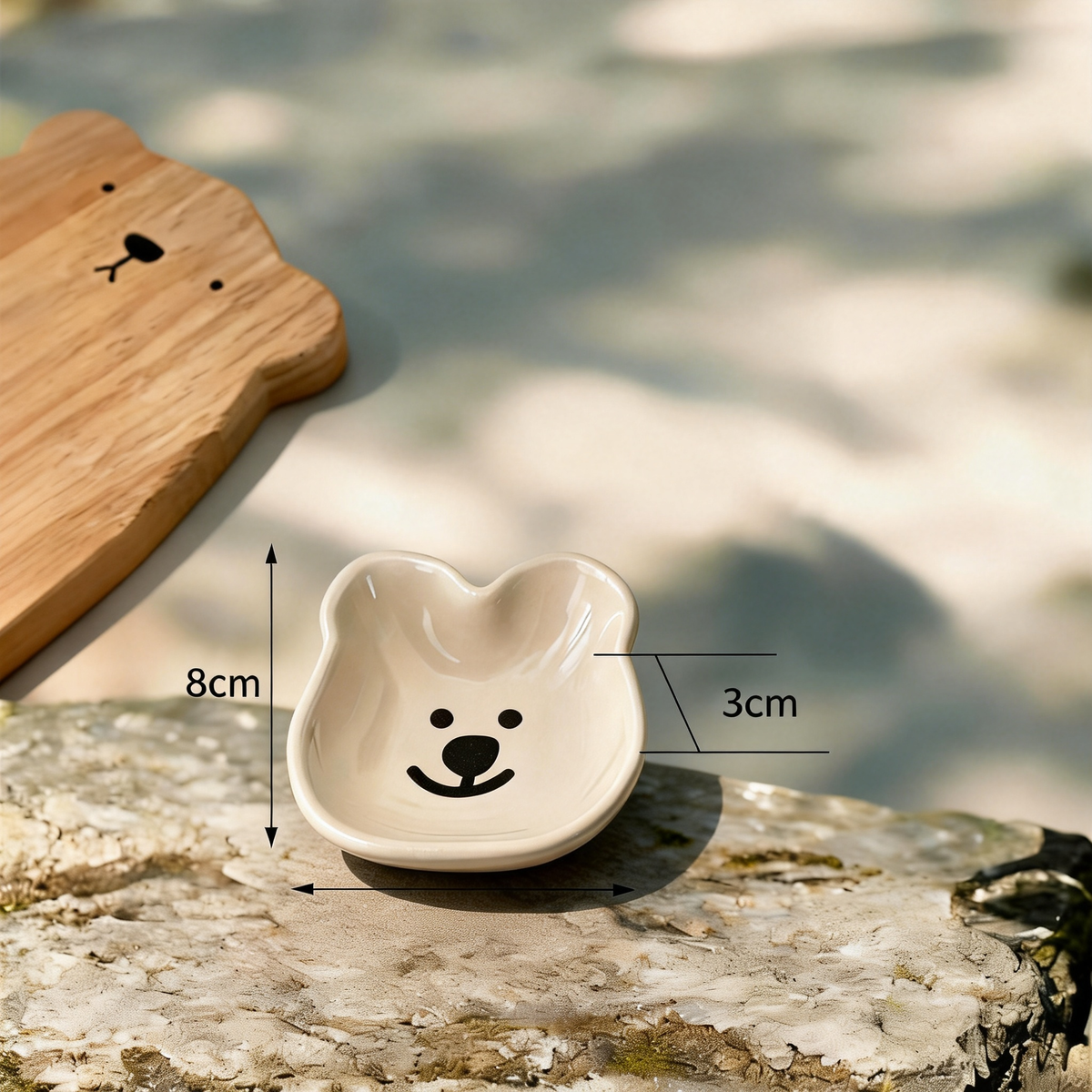 Cute Bear Shaped Ceramic Dipping Bowl - 8cm Kawaii Animal Sauce Dish for Soy Sauce, Condiments, and Snacks