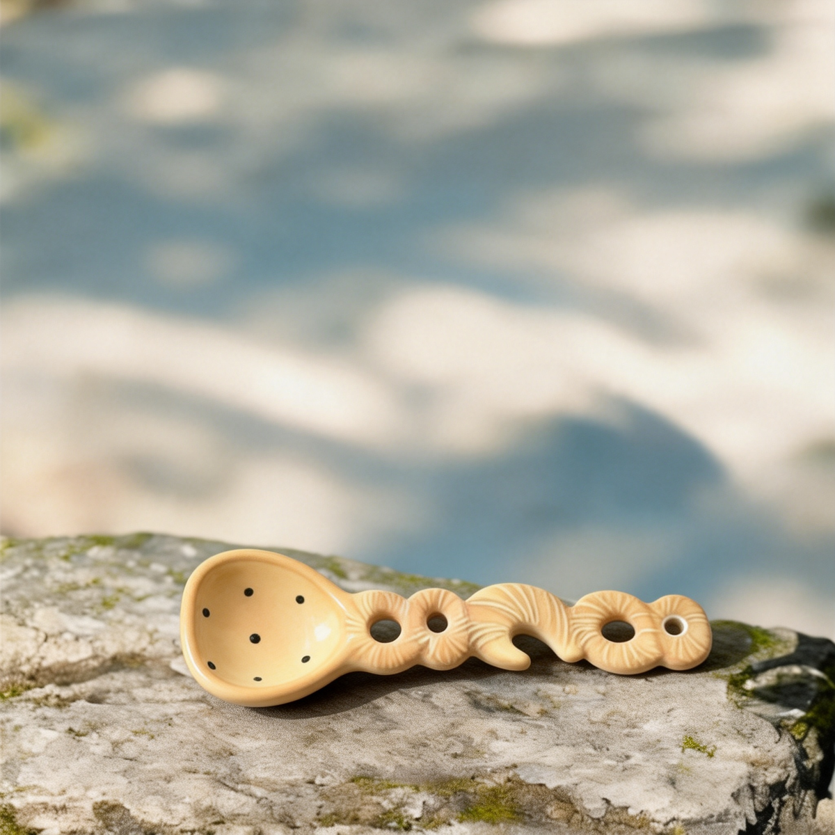 Cute Pretzel Ceramic Spoon - 16cm Kawaii Braided Bread Dessert Spoon for Coffee, Tea, and Appetizers