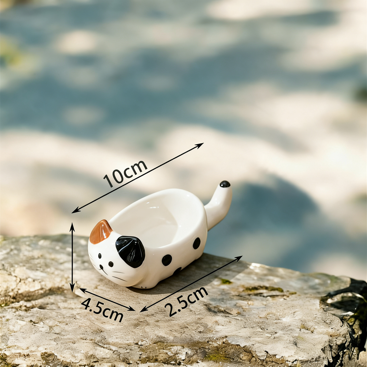 Cute Cat Ceramic Spoon Rest - 10cm Kawaii Kitten Utensil Holder for Kitchen Counter & Stove Top