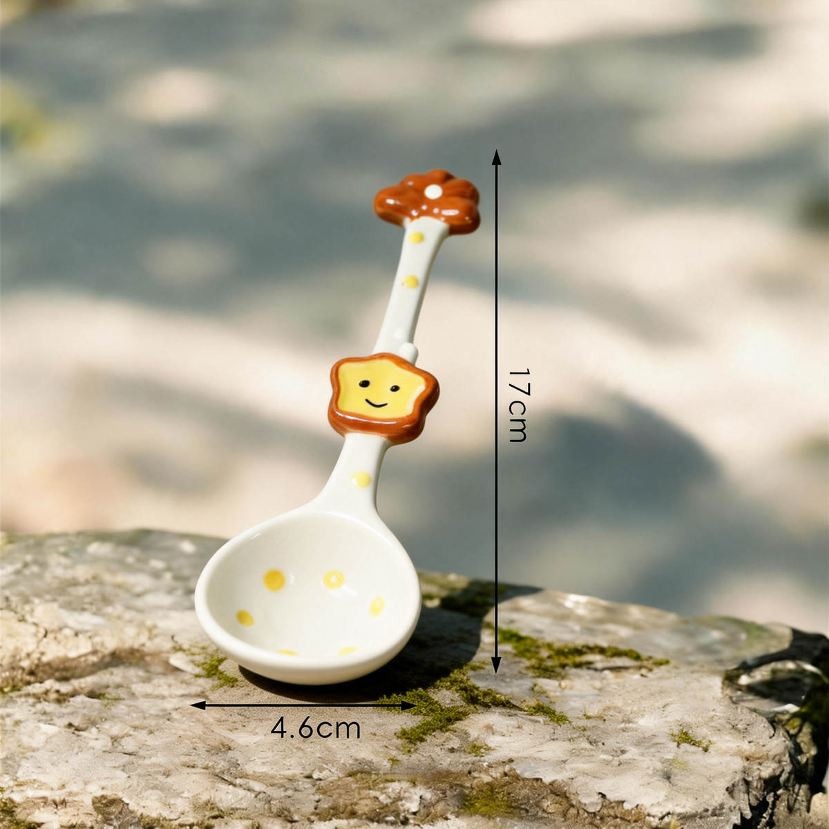 Cute Toast Ceramic Spoon - 17cm Kawaii Bread Dessert Spoon for Coffee, Tea, and Appetizers