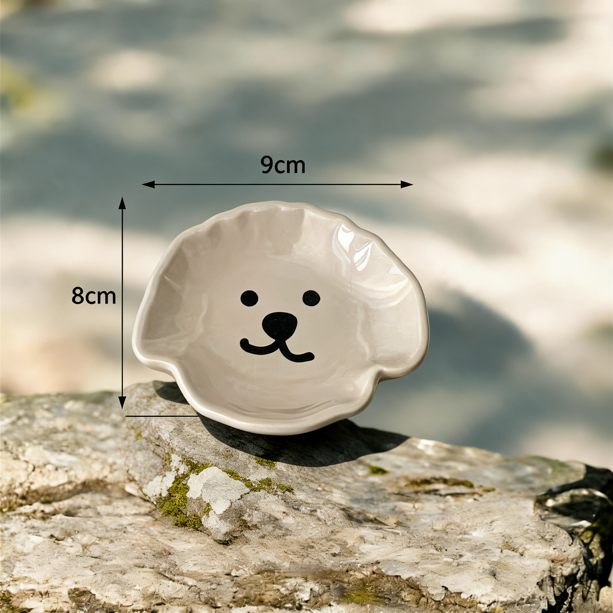 Cute Dog Shaped Ceramic Dipping Bowl - 9cm Kawaii Puppy Face Sauce Dish for Soy Sauce, Condiments, and Snacks