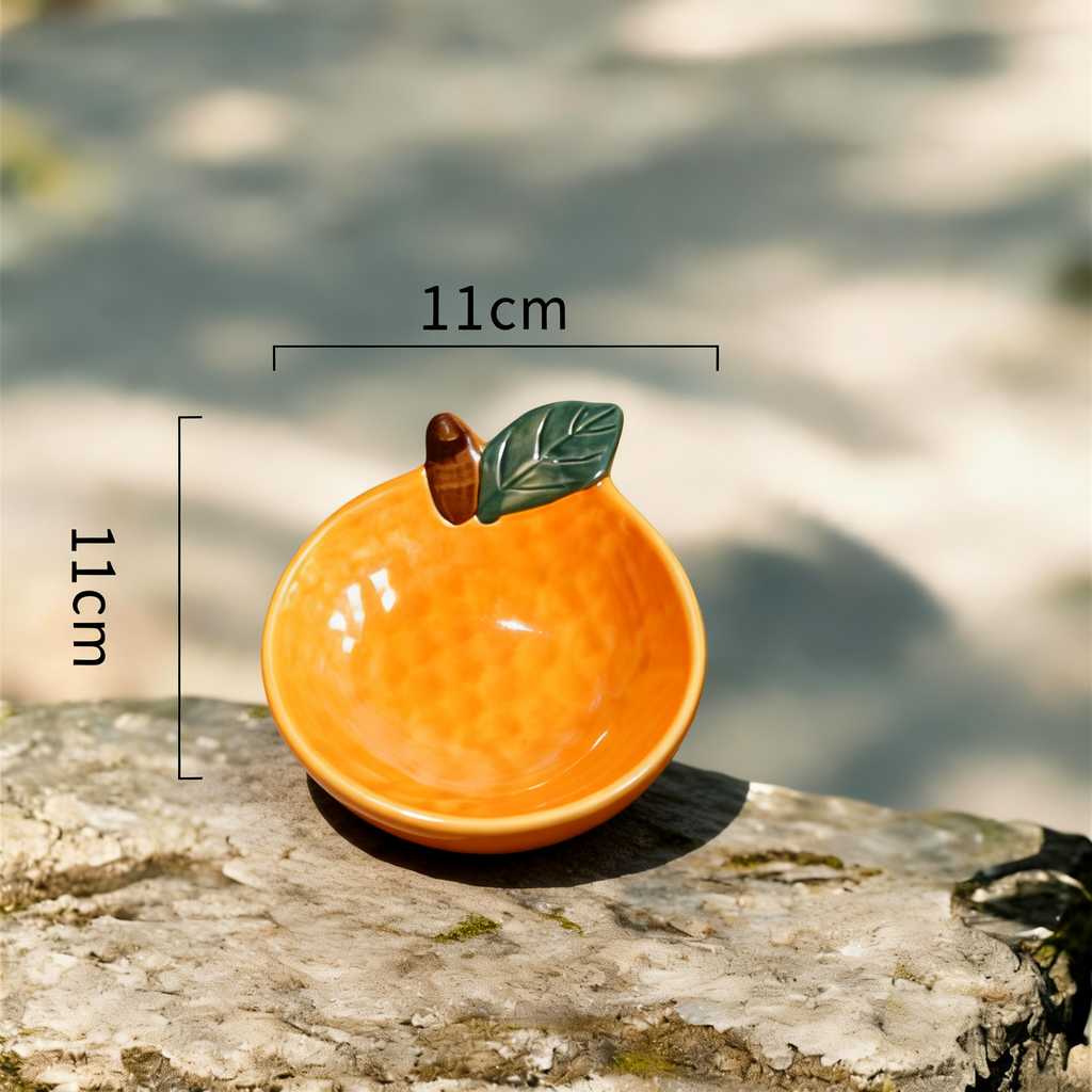 Ceramic Orange Shaped Dipping Bowl - 11cm Cute Fruit Design Sauce Dish for Soy Sauce, Vinegar, and Condiments