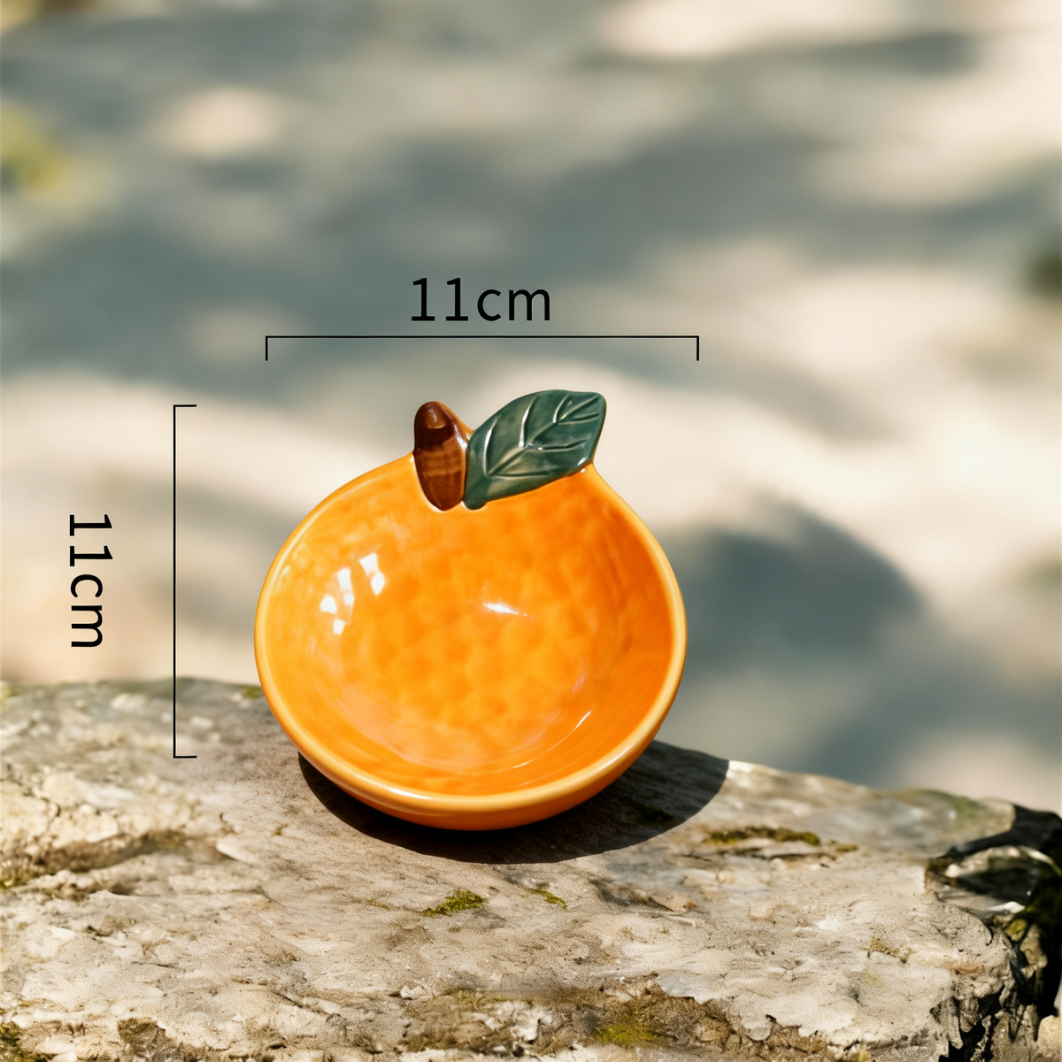 Ceramic Orange Shaped Dipping Bowl - 11cm Cute Fruit Design Sauce Dish for Soy Sauce, Vinegar, and Condiments