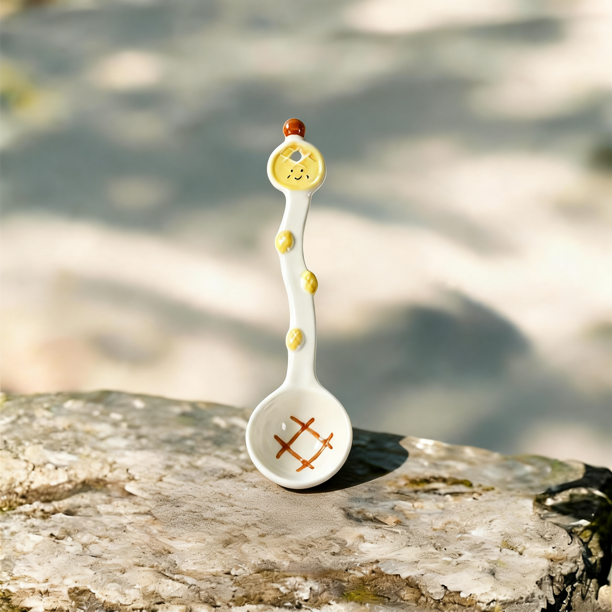 Cute Baguette Ceramic Spoon - 17cm Kawaii Bread Dessert Spoon for Coffee, Tea, and Appetizers