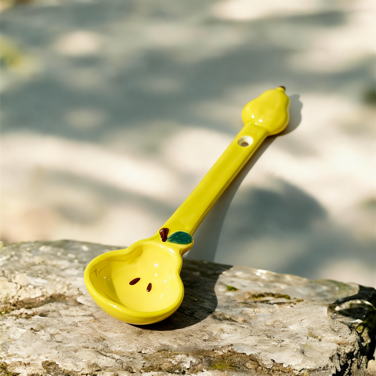 Cute Pear Shaped Ceramic Spoon - 16.5cm Kawaii Fruit Design Dessert Spoon for Coffee, Tea, and Appetizers