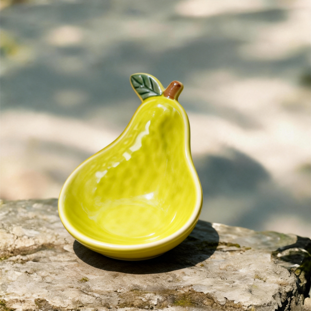 Ceramic Pear Shaped Dipping Bowl - 11.5cm Cute Fruit Design Sauce Dish for Soy Sauce, Vinegar, and Condiments