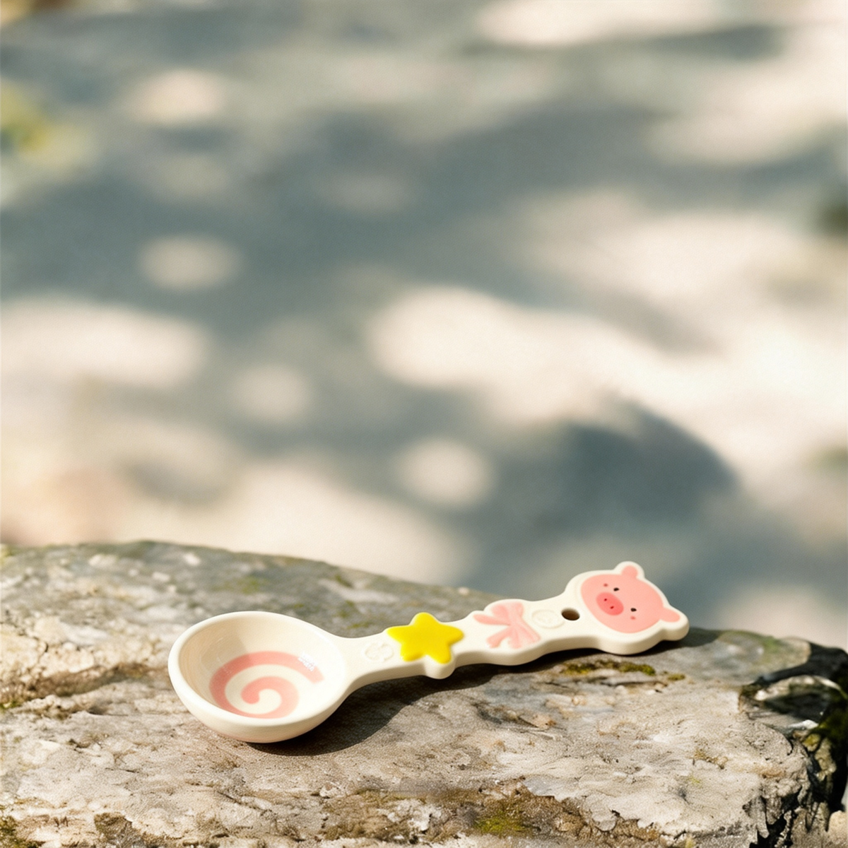 Cute Pig Ceramic Spoon - 16cm Kawaii Pink Dessert Spoon for Coffee, Tea, and Appetizers