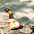 Cute Flower & Star Ceramic Spoon - 16cm Kawaii Brown Dessert Spoon for Coffee, Tea, and Appetizers
