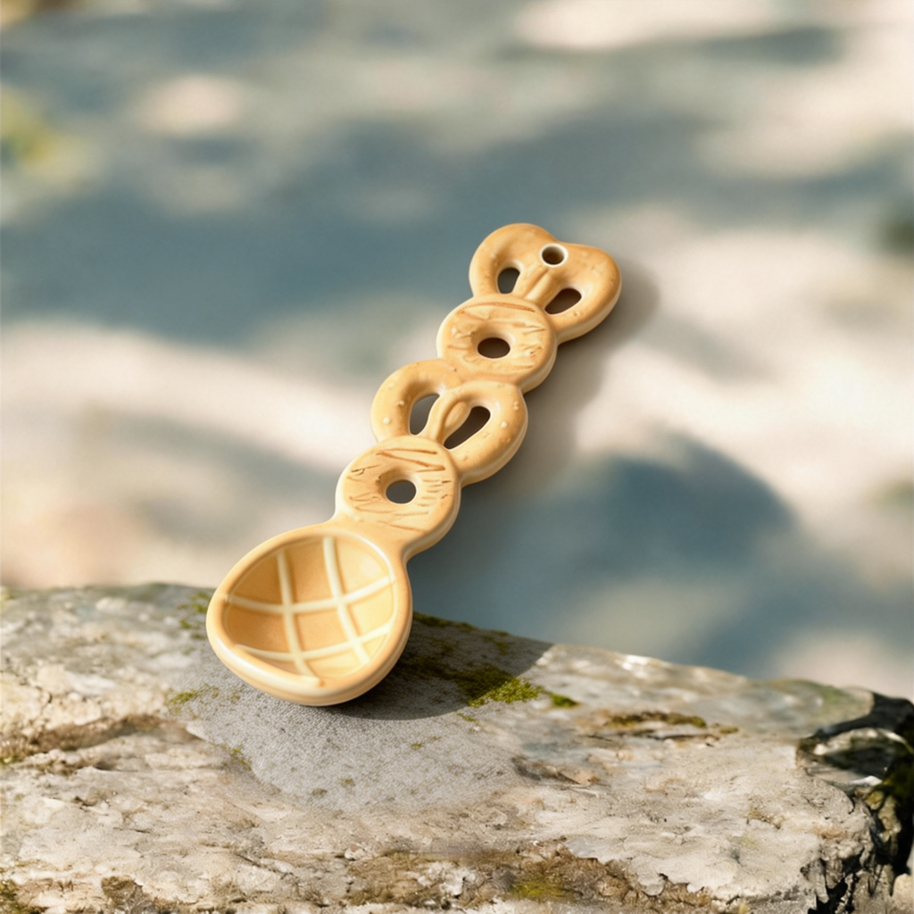 Cute Braided Bread Ceramic Spoon - 16cm Kawaii Waffle Dessert Spoon for Coffee, Tea, and Appetizers