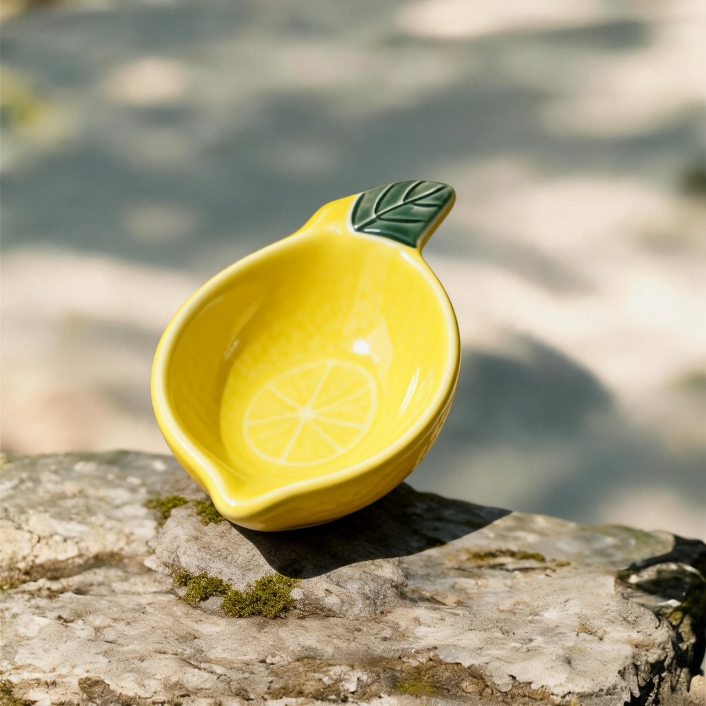 Ceramic Lemon Shaped Dipping Bowl - 8.5cm Cute Fruit Design Sauce Dish for Soy Sauce, Vinegar, and Condiments