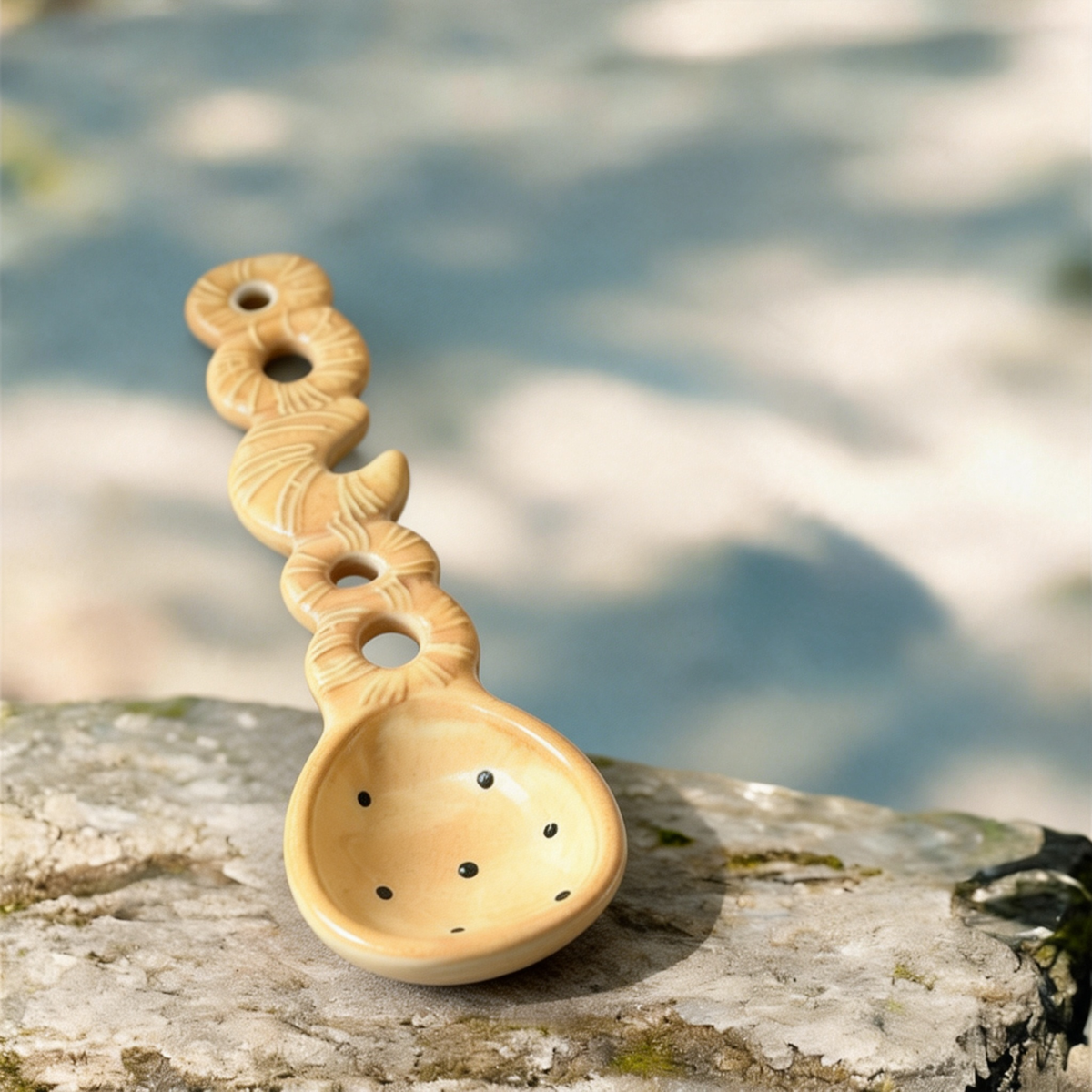 Cute Pretzel Ceramic Spoon - 16cm Kawaii Braided Bread Dessert Spoon for Coffee, Tea, and Appetizers