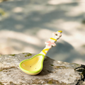 Cute Floral Ceramic Spoon - 16cm Kawaii Yellow & Pink Dessert Spoon for Coffee, Tea, and Appetizers