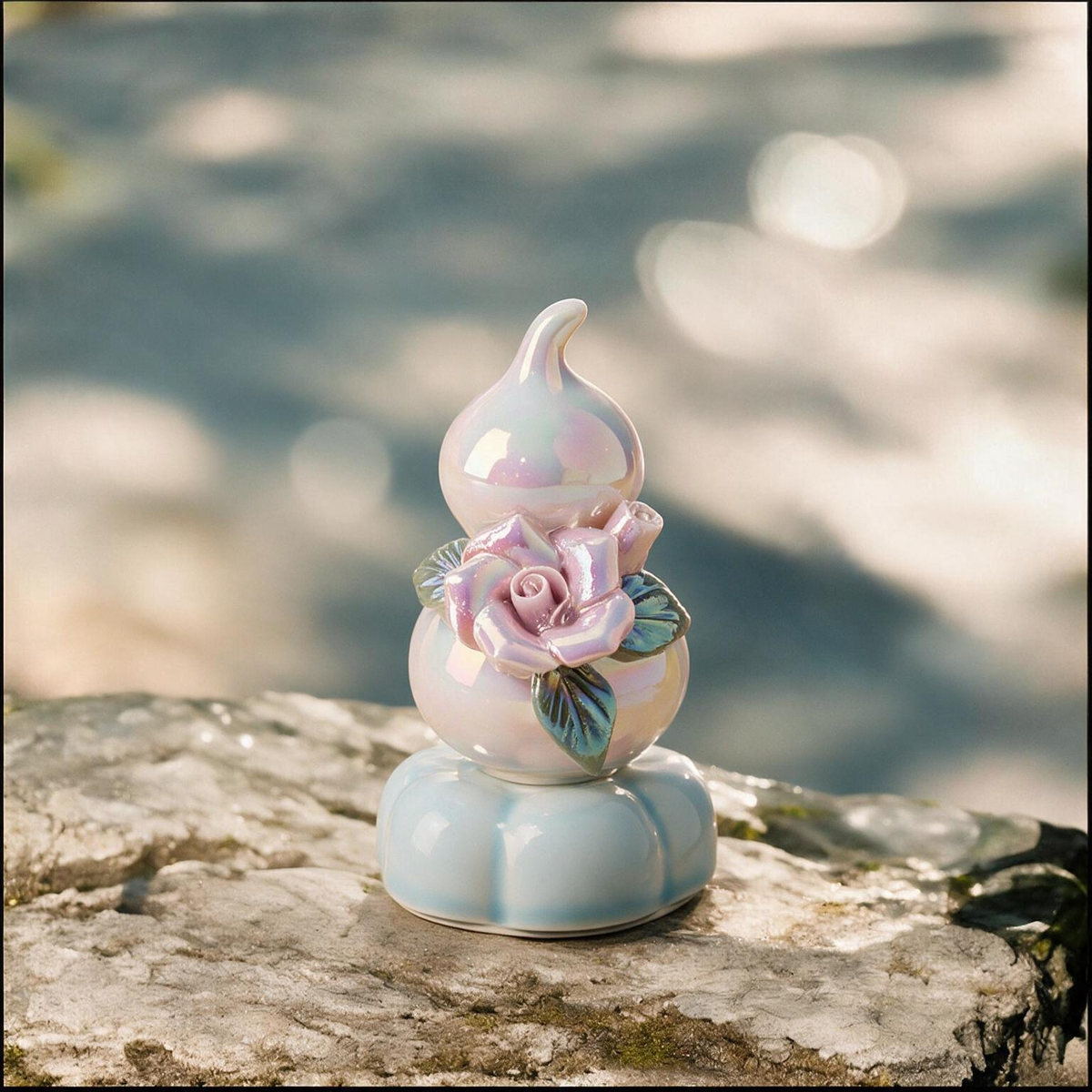 Adorable Rotating Ceramic Gourd Ornament | Lucky Charm & Elegant Home Decor Gift
