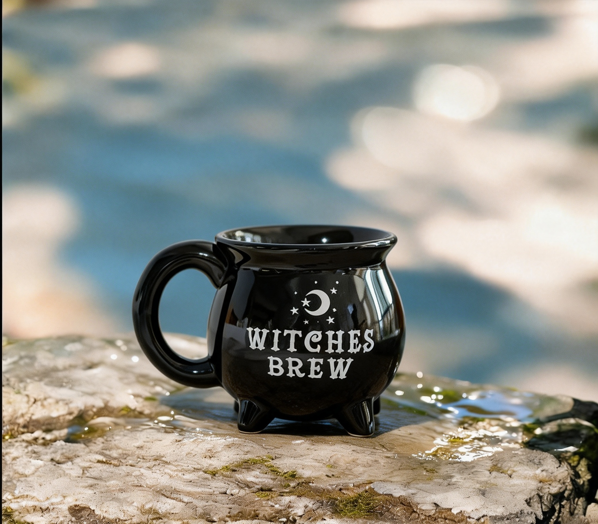 Witch Cauldron Ceramic Mug | 13.53oz Black Coffee Mug for Halloween & Spooky Vibes
