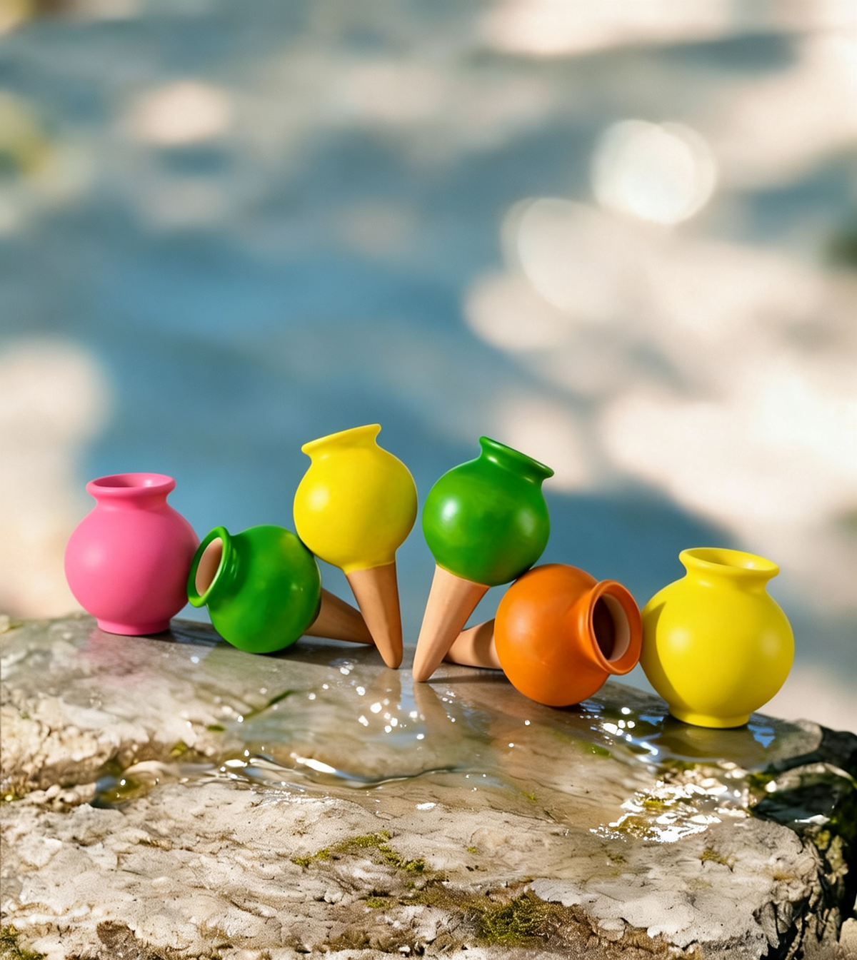 4-Pack Wine Bottle Shaped Terracotta Watering Globes | Automatic Plant Watering Bulbs for Vacations