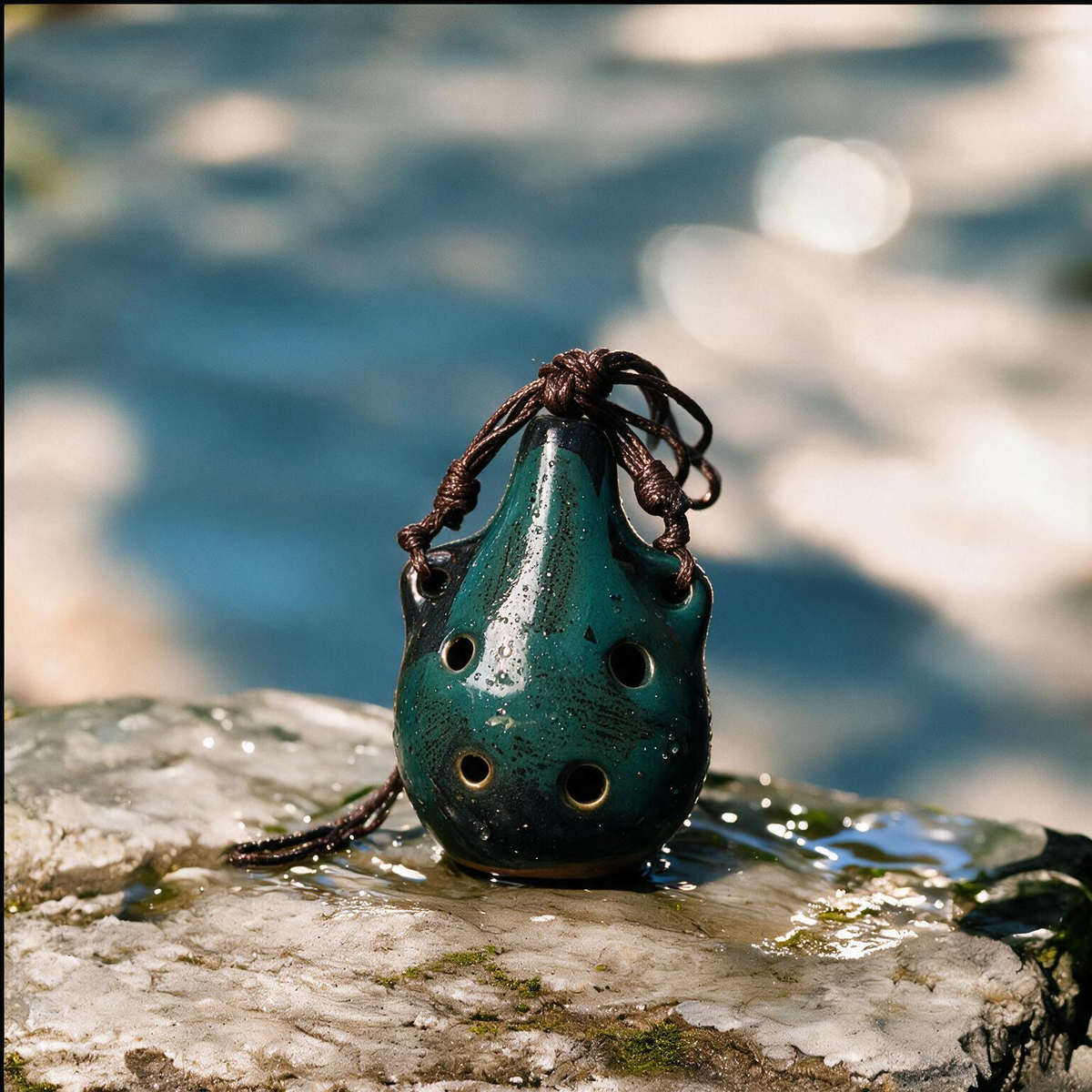 Vintage 6-Hole Ceramic Ocarina Flute | Mini Portable Wind Instrument with Adjustable Necklace