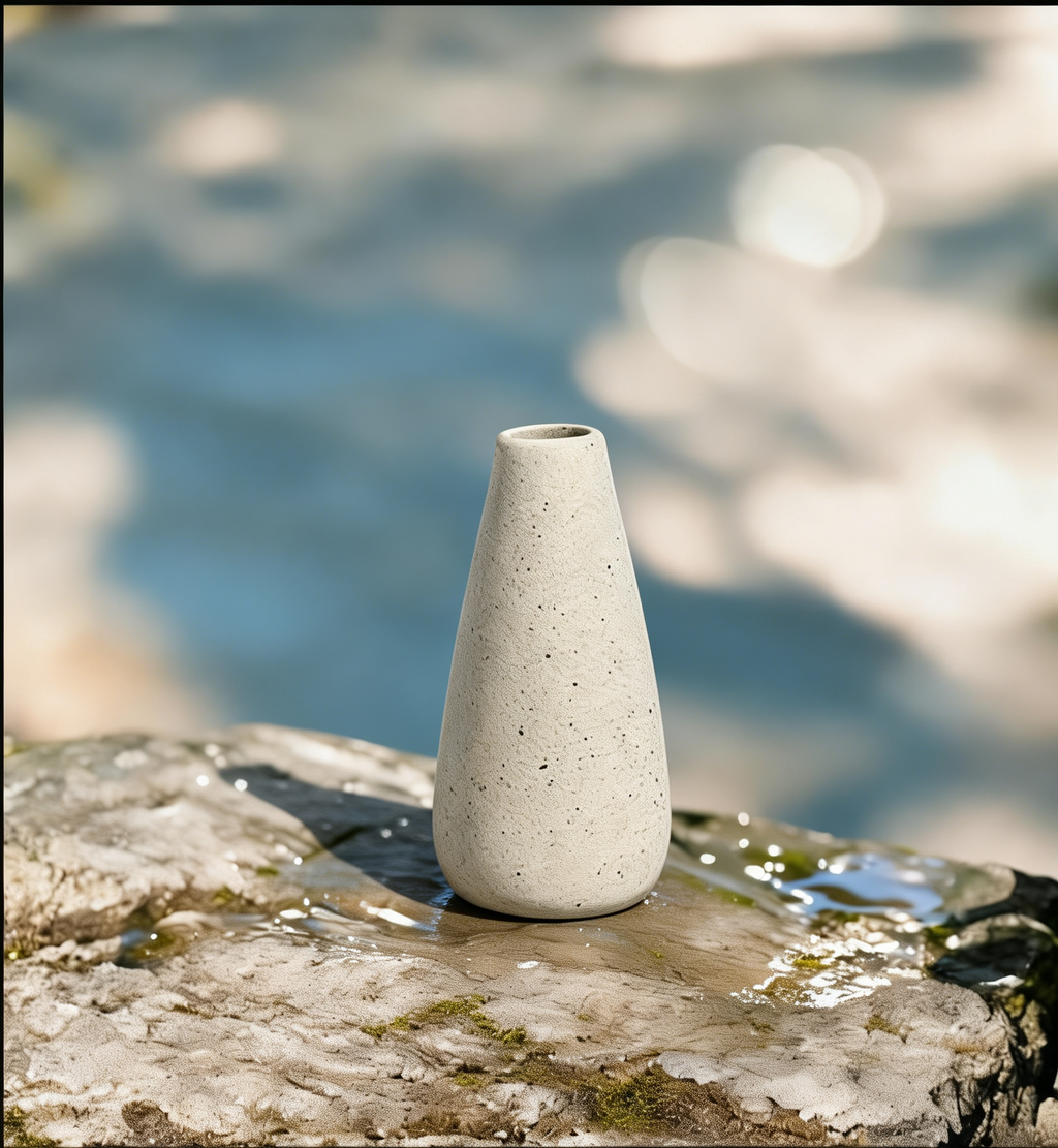 Rustic Ceramic Bud Vase | Farmhouse Decor for Living Room, Shelf & Mantel
