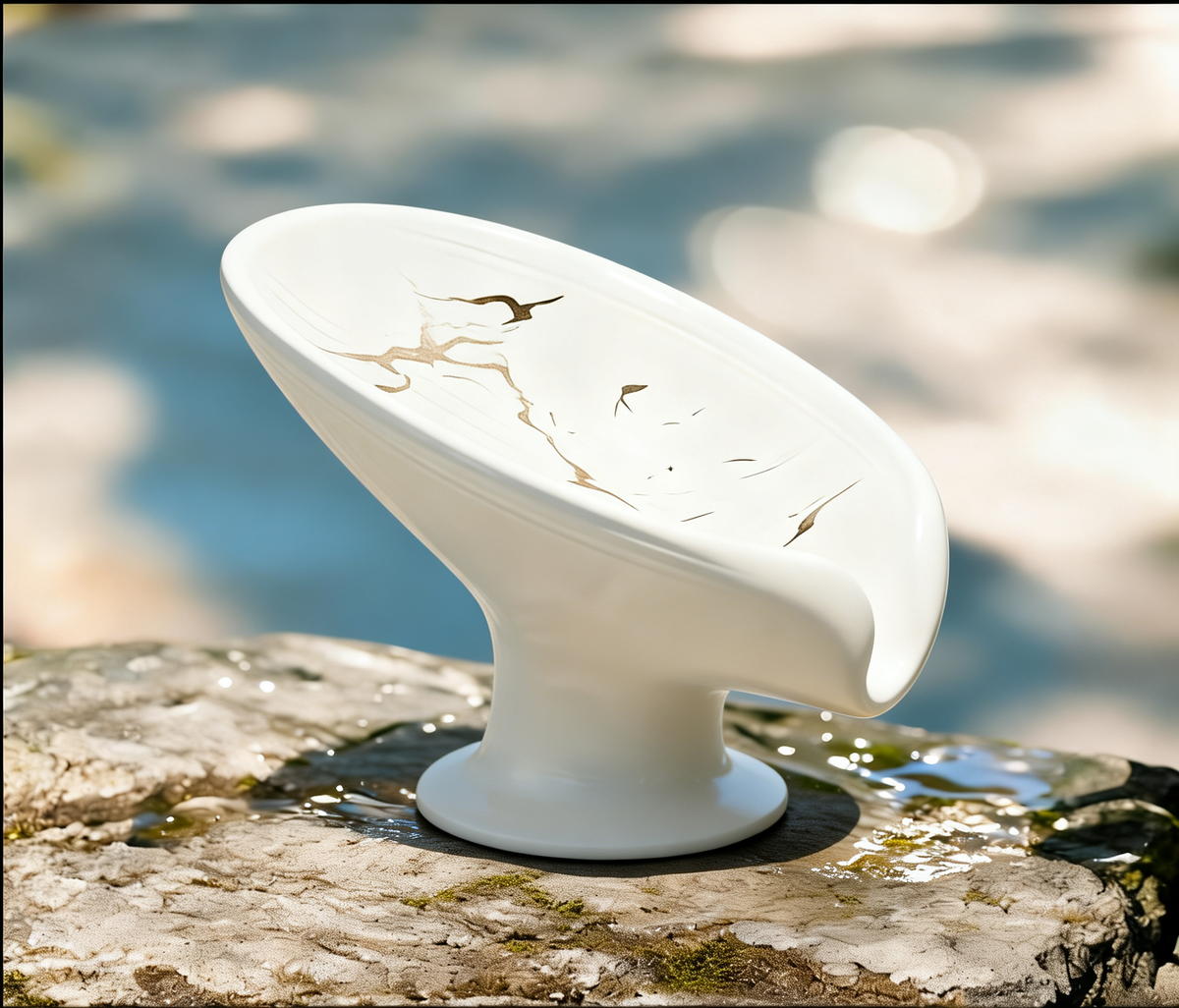 Self-Draining Ceramic Soap Dish | Marble Leaf-Shaped Soap Rack for Bathroom