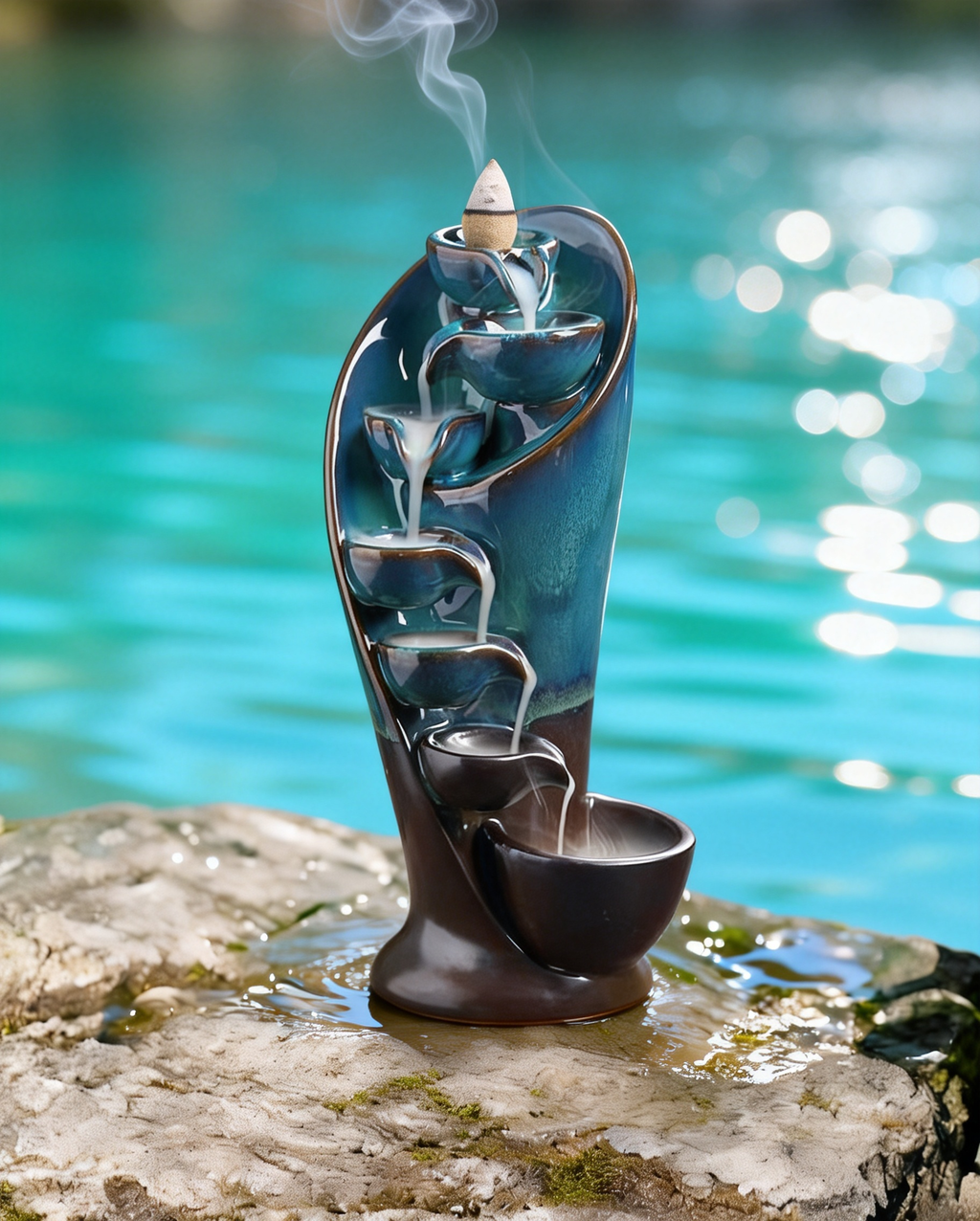 Ceramic Waterfall Incense Holder | Aesthetic Incense Burner for Home & Room Decor